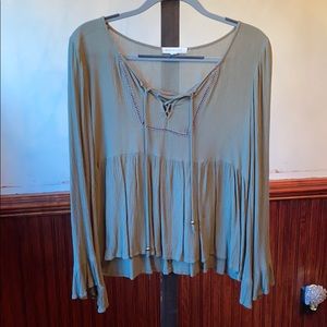 Socialite Olive Green Long Sleeve Blouse